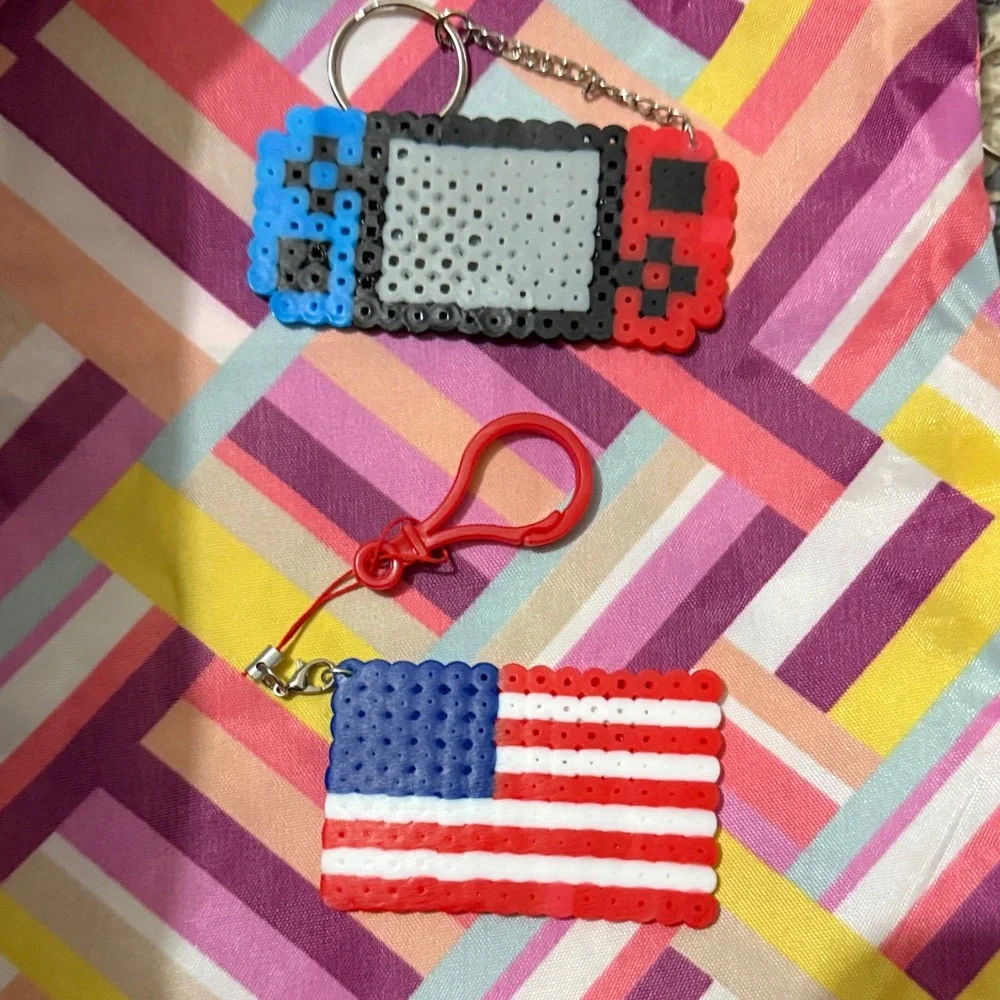 Red & Blue Handcrafted Game Console Keychain - Unbranded